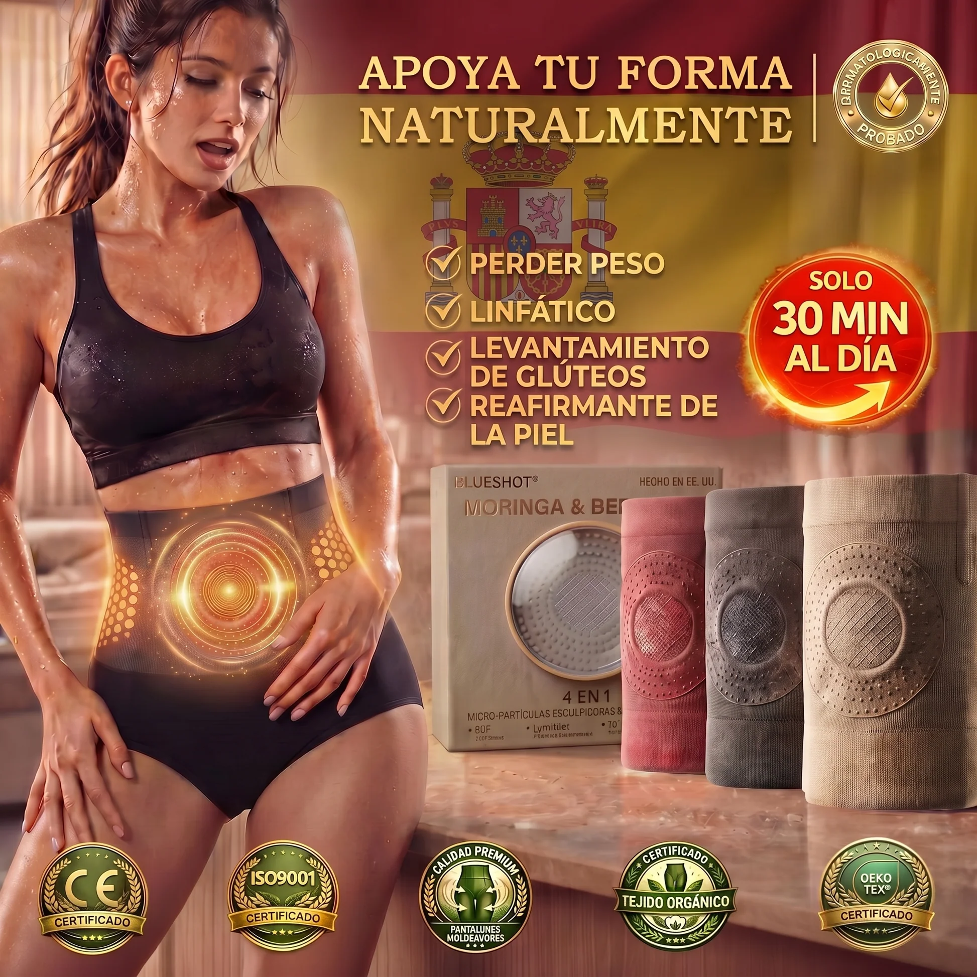 ID:16798 - BLUESHOT® LANZAMIENTO 2026 Moringa y Berberina: Pantalones Cortos Reductores y Quema-Grasas 4 en 1